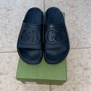 Gucci women sandals. Soft rubber GG Black Size 42